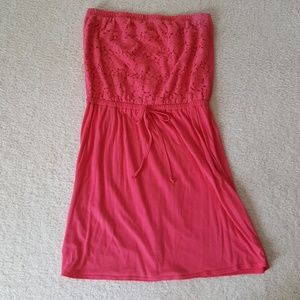 Strapless pink dress
